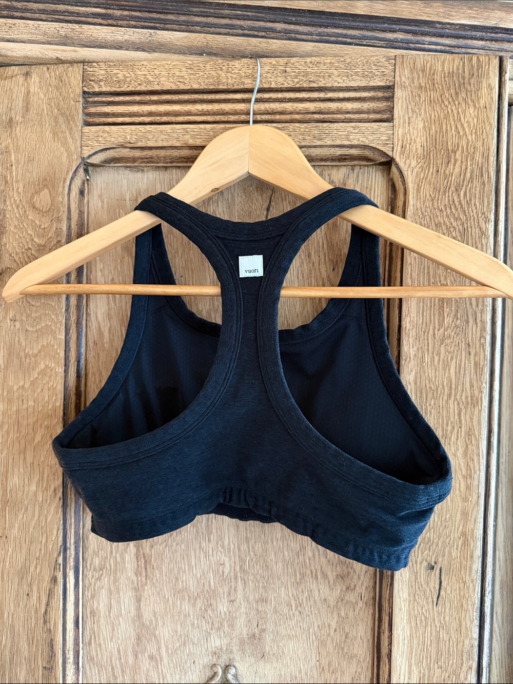 Vuori Black “Elevation” Racerback Sports Bra - Supportive Workout Crop